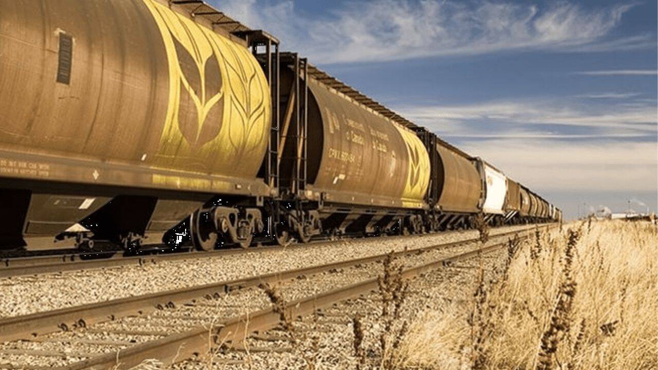 vagoane de tren incarcate cu cereale